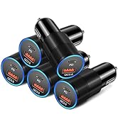 USB C Car Charger 5 Pack, Bangfun 36W Dual 12V USB C & USB A Car Charger Adapter QC+PD 3.0 Fast C...