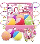 Unicorn Bath Bombs with Surprise Inside for Kids Girls, 6 Kids Bath Bombs with Jewelry Inside, Na...