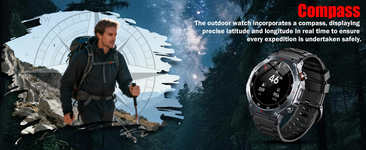 Compass outdoor smartwatch
