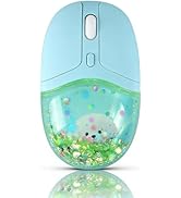 Wireless Mouse Cute Bluetooth Clear Aqua Water Mice,Glitter Liquid Sand Silent Aesthetic Transpar...