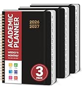 Planner 2026–2027, Set of 3, A5 Weekly &amp; Monthly Calendars with Tabs, Jul 2026–Jun 2027, Academic...