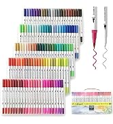 ArtBeek 120 Colors Watercolor Pens, Brush Markers with Fine &amp; Brush Tip for Lettering, Drawing, J...