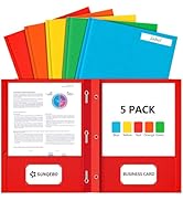 SUNQEBO Two Pocket Folders with Prongs, 5 Pack Folders with Pockets and Prongs, 2 Pocket 3 Prong ...