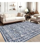 GarveeHome Vintage 5?7 Area Rug, Non Slip Backing Washable Stain Resistant Super Soft Distressed ...