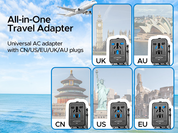 Universal Ac adapter with CN/US/EU/UK/AU plugs