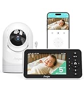 Simyke Video Baby Monitor - 5''IPS Screen &amp; 720P Camera App Control, Remote Pan/Tilt/Zoom Camera,...