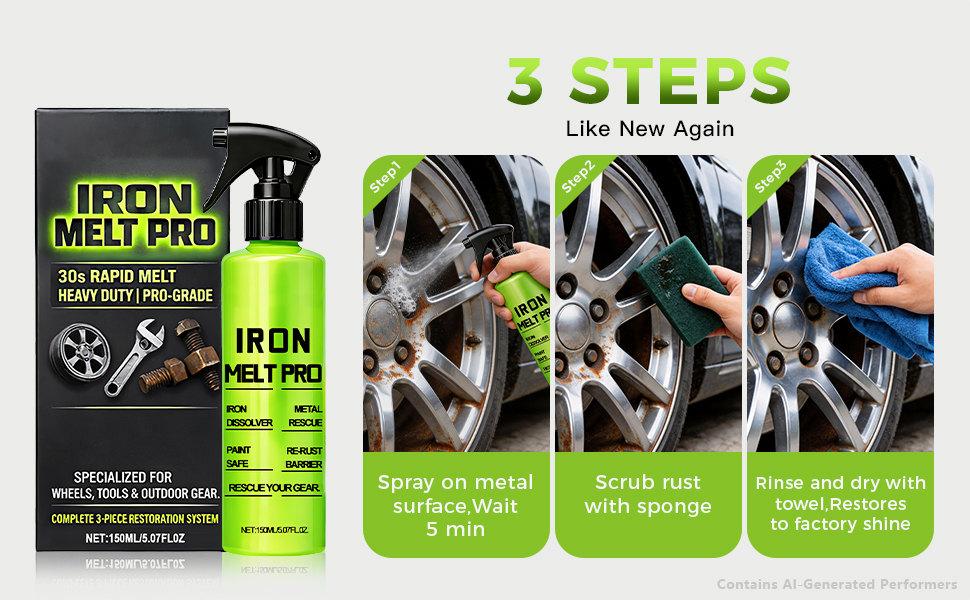 Anti corrosion rust remover spray leaving protective coating against moisture and oxidation