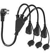 KUNCAN Outdoor 3-Outlet Power Splitter, 90-Degree Flat Plug 1 to 3 Way Outlet Adapter SJTW 16AWG ...