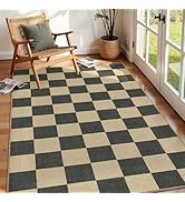 Lessymo Checkered Easy Jute Entryway Rug, 3x5 Washable Area Rugs for Living Room Outdoor Patio, N...