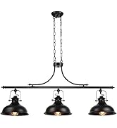 GZBtech Vintage 3-Light Pendant Lighting Fixture, 59.06'' H Adjustable Rustic Hanging Billiard Li...