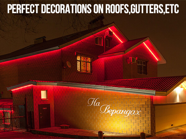 perfect decorations on roof, gutters, etc