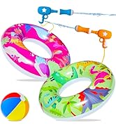 FindUWill Pool Floats with Water Guns Kids, Inflatable Pool Swim Tubes with Beach Ball, Pool Floa...