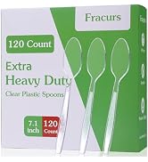 Fracurs 120 Count Extra Heavy Duty Plastic Spoons, 7.1" Premium Clear Plastic Spoons Bulk, BPA-Fr...