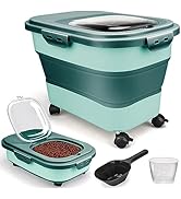 Viretec Dog Food Storage Container, 5-20lb Collapsible Airtight Pet Food Container with Attachabl...