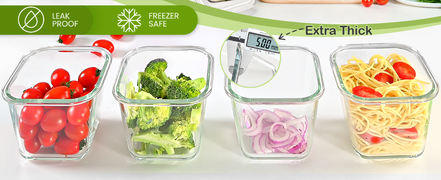 Square Glass Soup Containers with Lids 4 Cup Glass Storage Containers for Lunch Glass Freezer