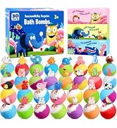 30 Pack Bath Bombs for Kids with Toys Inside, Kids Bath Bombs Gift Set with 30 Sea &amp; Land &amp; Sky A...