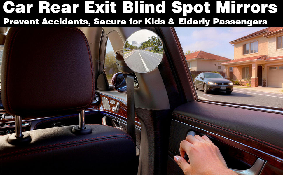 Car Rear Exit Blind Spot Mirrors - Prevent Accidents, Secure for Kids &amp;amp; Elderly Passengers