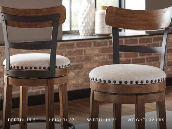Home kitchen tall seating highlighting sturdy back support in distressed brown finish