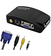 GINTOOYUN RCA to VGA Adapter,Composite AV S-Video to VGA Converter,for HDTV, Monitors, Laptop, De...