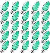 Brightown 25 Pack C9 LED Christmas Light Bulbs, Green Plastic C9 Shatterproof LED Bulbs Replaceme...