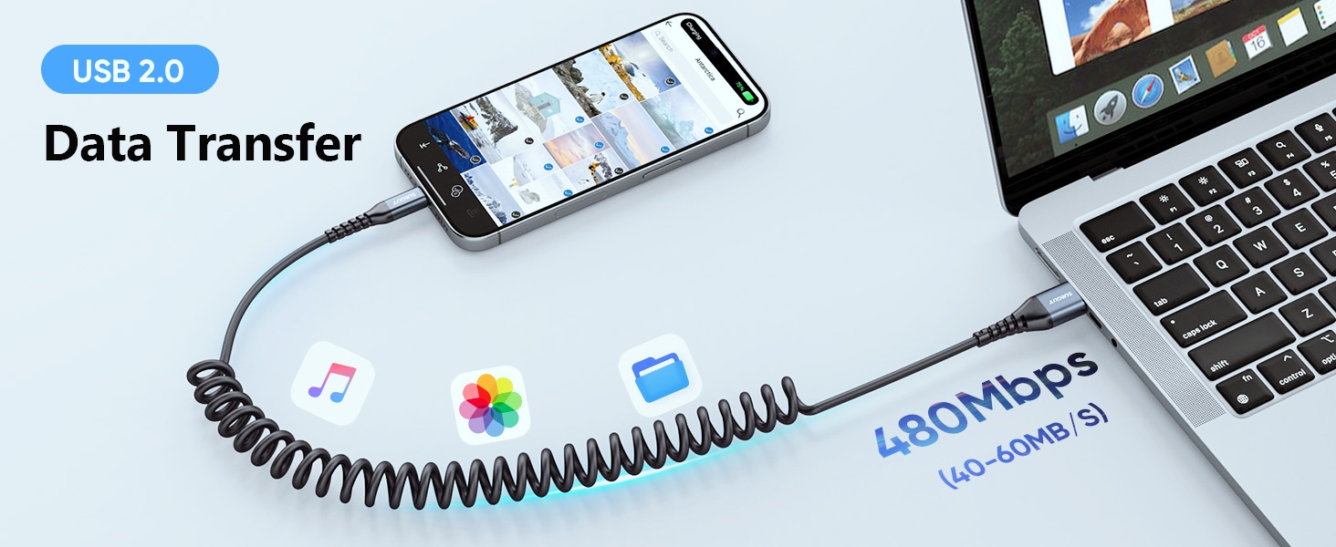 coiled lightning cable