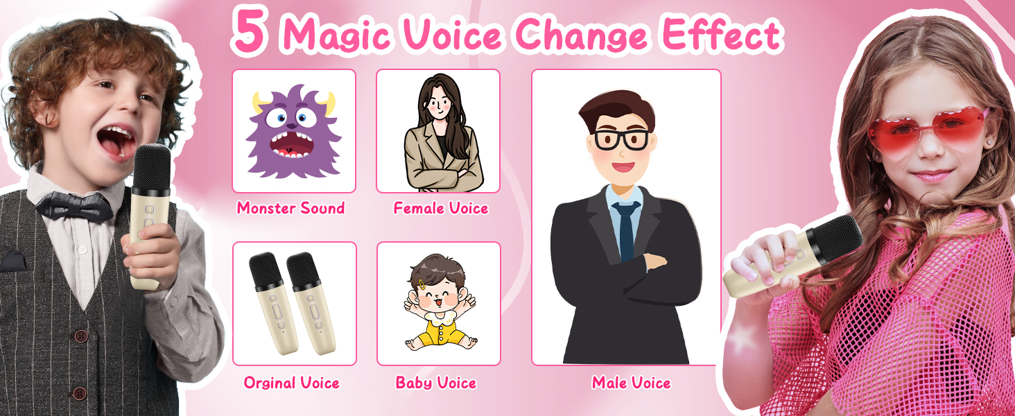 Mini Karaoke Machine for Kids Adults,Portable Bluetooth Karaoke Speaker with 2 Wireless Microphone