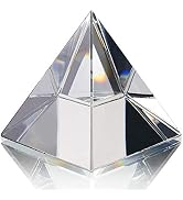 QFkris Crystal Pyramid Figurine Collectible, Transparent Color Prism Desk Ornament Glass Paperwei...