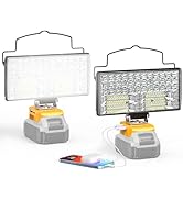 LIVOWALNY 100W LED Work Light for Dewalt 20V Battery, 2PCS 10000LM Flashlight with USB A &amp; USB C ...
