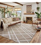 HUGEAR 8x10 Shag Area Rug Beige Modern Neutral Medium Plush Pile Super Soft Indoor Fuzzy Carpet N...