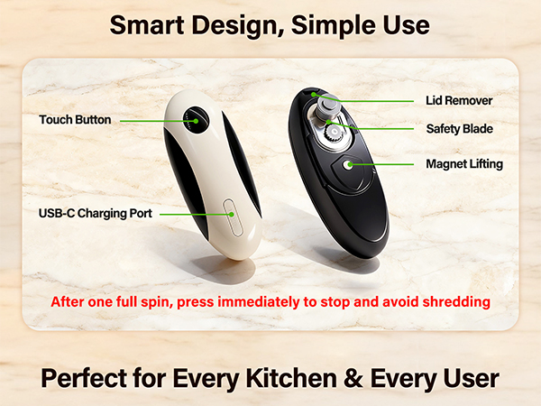 Portable can opener with magnet lifting