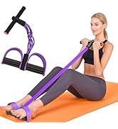 Pedal Resistance Band with Handle, 6-Tube Elastic Foot Pedal Resistance Band, Natural Rubber Ankl...