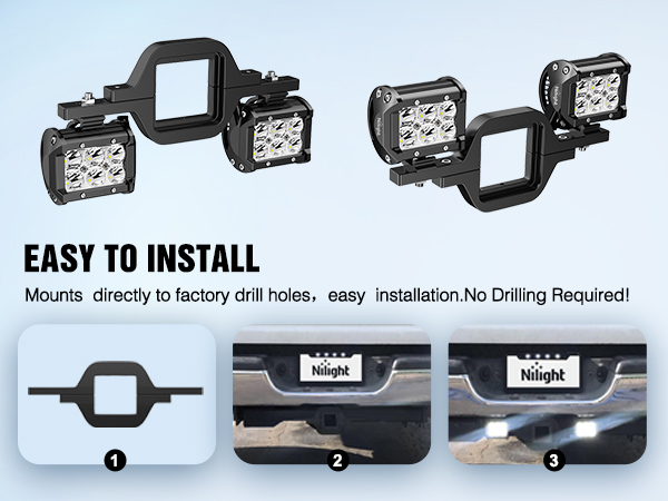 4 Inch 60W LED Pods with 2 Inch Tow Hitch Mounting Brackets