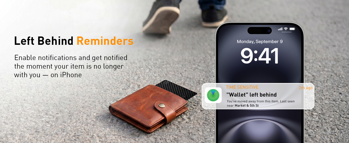 TRSC001CF-Left behind alert notification on smartphone screen