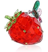 QFkris Crystal Strawberry with Butterfly Figurine, Mini Glass Art Fruit Collectible, Strawberry P...