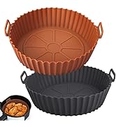 Viretec Air Fryer Silicone Liners 2Pcs, 8 Inch Reusable Silicone Pot for 3 to 5QT Air Fryer, Food...