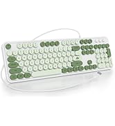 Ussixchare Wired Typewriter Keyboard Full Size Green Matcha Keyboard Retro Computer Keyboard with...