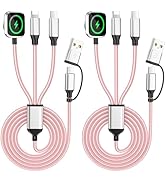 Aerolite? Travel Essentials,Pink 3 in 2 Multi Charging Cable for iWatch Charger/IP/USB C,2-Pack 4...