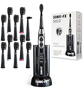 Sonic-FX Solo Electric Toothbrush w/ 10 Brush Heads + 1 Interdental, Charcoal Bristles, Rechargea...