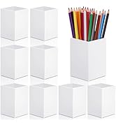 AFOROEOA 10Pack White Acrylic Pen Holder, Desktop Pencil Organizer Makeup Brush Holder Acrylic Pe...