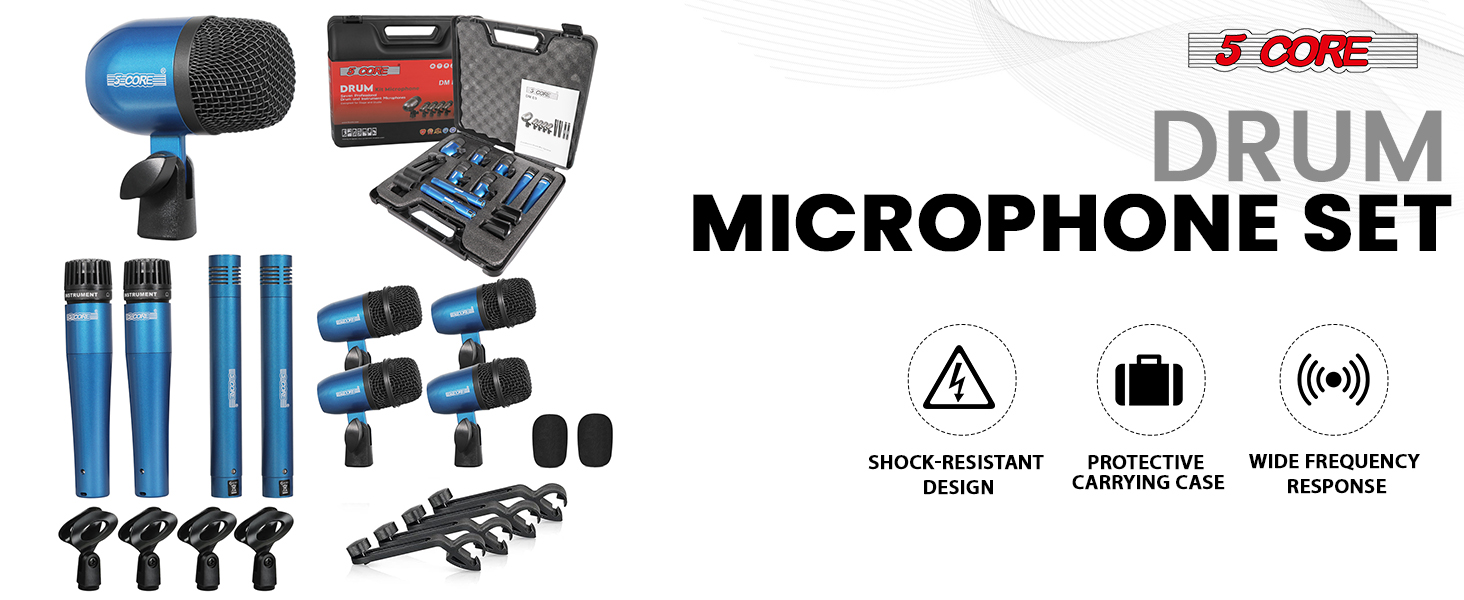 drum mic kit drum microphone set 7 piece drum set drum mic set recording studio kit percussion mic