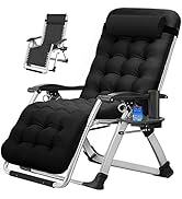 MOPHOTO Zero Gravity Chair, Outdoor Padded Lounge Chair with Side Table, Zero Gravity Recliner Ch...