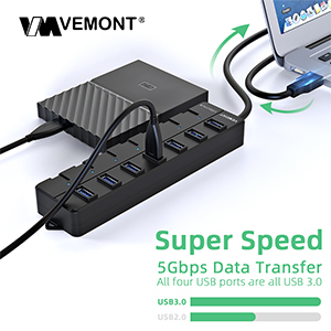 VEMONT 7-port USB 3.0 HUB