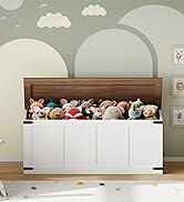HOOBRO Storage Bench, 47.2”Toy Box Organizer with Safety Hinges, Farmhouse Wooden Storage Chest, ...