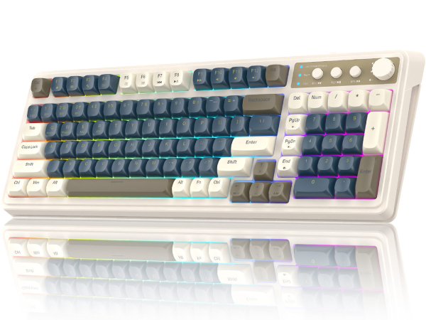 aula s99 wireless creamy keyboard gaming with programmable keys media knob