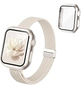 Knossen 3-in-1 Slim Braided Band and Case Compatible with Apple Watch Bands for Women 40mm 41mm 4...