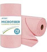 AIDEA Microfiber Cleaning Cloth Roll, 75PK, Tear Away Reusable Paper Towels for Cars, Pink Towels...