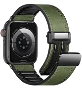 Charlam Magnetic Leather Bands Compatible with Apple Watch Bands 49mm 46mm 45mm 44mm 42mm 41mm 40...