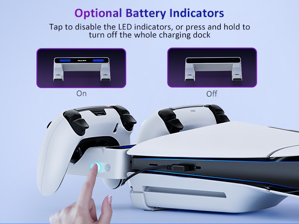 Pressing the button next to the charging dock allows you to adjust the LED lights