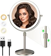 MIROAMZ 8" Lighted Makeup Mirror, 1X/10X Magnification with Light, Double Sided Dimmable, Recharg...