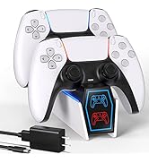 PS5 Charging Station, Fast Charging PS5 Controller Charger with 5V/3A AC Adapter Cable, Dual PS5 ...